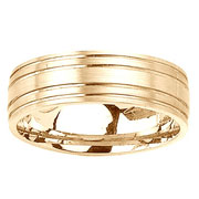 Brush Finish Double Channel Flat 14K Yellow Gold Ring