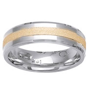 6mm Satin Center 14K Two Tone Wedding Band