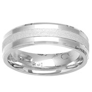 6mm Satin Center 14K White Gold Wedding Band