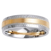 X Pattern Edge 6mm 14K Gold Wedding Ring