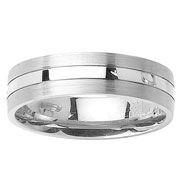 Flat 6mm Brush and Polish 14K White Gold Wedding Band