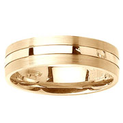 Flat 6mm Brush and Polish 14K Yellow Gold Wedding Band