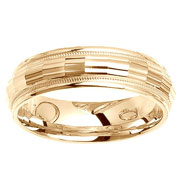 Facet Cut High Polish and Milgrain 14K Yellow Gold Band