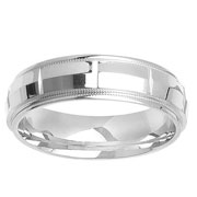 14K High Polish 6mm White Gold Milgrain Edge Wedding Band