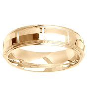 14K High Polish 6mm Yellow Gold Milgrain Edge Wedding Band
