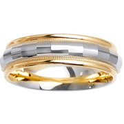 14K Two Tone Mirror Milgrain Edge 6.00mm Wedding Ring