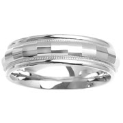 14K White Gold Mirror Milgrain Edge 6.00mm Wedding Ring
