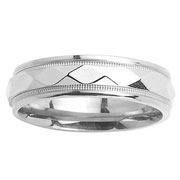 14K White Gold 6mm Designer Wedding Band