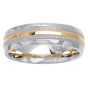 Two Tone 14K Designer Wedding Band