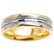 Textured Center 14K Two Tone Wedding Band