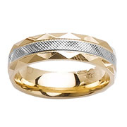6mm Textured Center 14K Gold Band