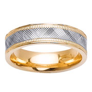 Texture and Milgrain 14K Two Tone Wedding Band