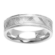 Texture and Milgrain 14K White Gold Wedding Band