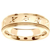 Carved Design 14K Yellow Gold Wedding Band