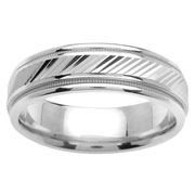 6.5mm Engraved 14K White Gold Wedding Band
