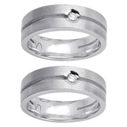 Solitaire Diamond 14K White Gold Wedding Band
