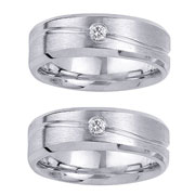 Round Diamond Solitaire 14k White Gold Wedding Band
