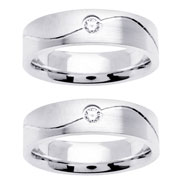 Brush Finish Contour Diamond 14K Wedding Band