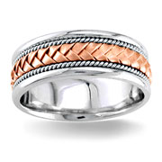 Hand Braided 8.50 mm 14K Two Tone Woven Wedding Band