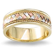Hand Braided 8.50 mm 14K Tri Color Woven Wedding Band