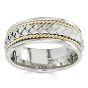 Hand Braided 8.50 mm 14K Two Tone Woven Wedding Band