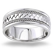 Hand Braided 8.50 mm 14K White Gold Woven Wedding Band
