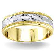 Fancy Design  5.00 mm 14K Two Tone Gold Wedding Band
