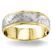 Fancy Design  6.00 mm 14K Two Tone Gold Wedding Band