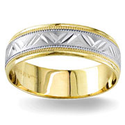 Fancy Design  6.00 mm 14K Two Tone Gold Wedding Band