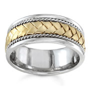 Hand Braided 8.50 mm 14K Two Tone Woven Wedding Band