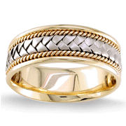 Hand Braided 8.50 mm 14K Two Tone Woven Wedding Band