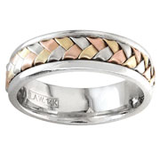 Hand Braided 7.00 mm 14K Tri Color Woven Wedding Band