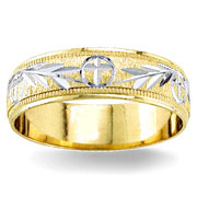 Fancy Design  6.00 mm 14K Two Tone Gold Wedding Band