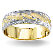 Fancy Design  6.00 mm 14K Two Tone Gold Wedding Band