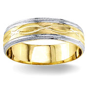 Fancy Design  6.00 mm 14K Two Tone Gold Wedding Band