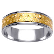 Circle Design 14K Two Tone Wedding Band