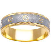 6mm Textured Two Tone Design Wedding Ring