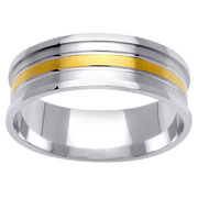 Raised Edge 7mm 14K Two Tone Wedding Band