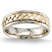 Hand Braided 7.00 mm 14K Two Tone Woven Wedding Band