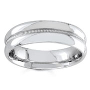 Milgrain Center 14K White Gold Wedding Band