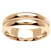 Milgrain Center 14K Yellow Gold Wedding Band