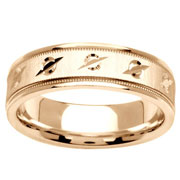 6.5mm 14K Yellow Gold Carved Design Wedding Band