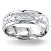 Fancy Design  7.00 mm 14K White Gold Wedding Band