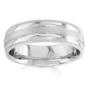High Polish and Satin 14K White Gold Wedding Band