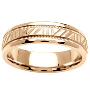 Carved Pattern 14K Yellow Gold Wedding Band
