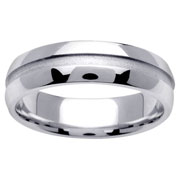 Recessed Center 14K White Gold Wedding Ring