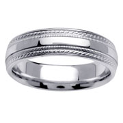 Design Edge Milgrain 14K White Gold Band
