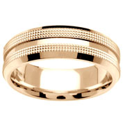 7mm Bead Textured 14K Yellow Gold Wedding Band