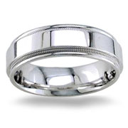 6.5 Flat Milgrain Edge 14K White Gold Wedding Band
