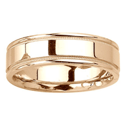 6.5 Flat Milgrain Edge 14K Yellow Gold Wedding Band